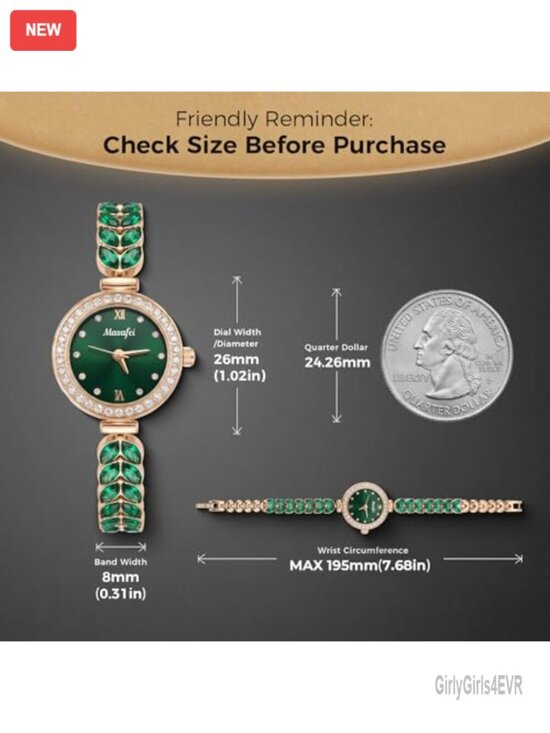 Vintage Green Dial Watch with Link Bracelet, Adjustment Tool Included main image 4